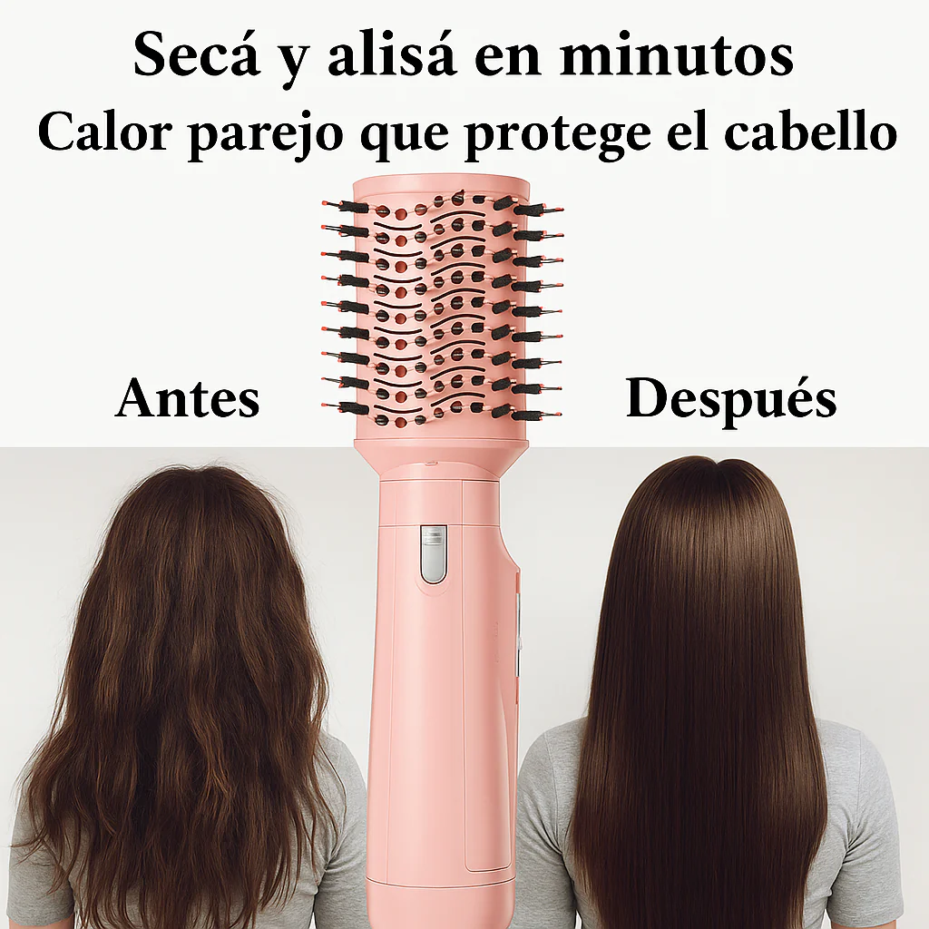Cepillo Secador y Alisador BeautyHair 5 en 1 Bivolt Rose (¡Cabello liso y seco en menos de 10 minutos!) +REGALOS: Aceite Capilar y Sérum Anti Frizz - Image 3