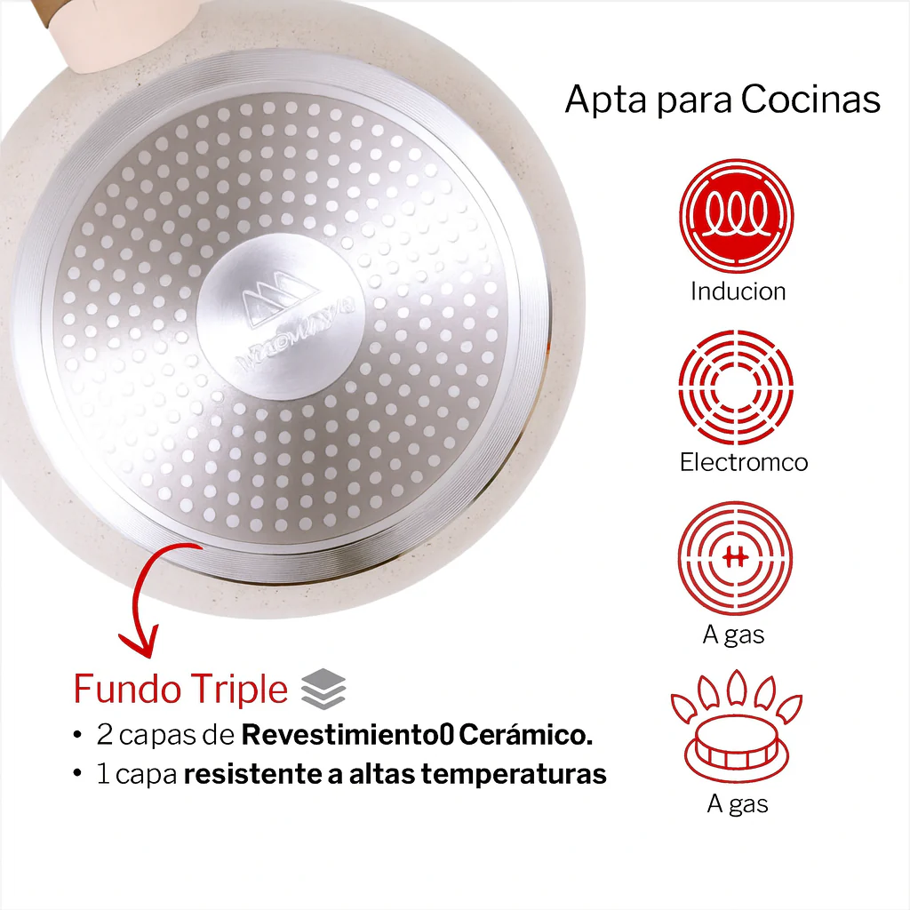 Conjunto Completo de 10 Piezas en Acero Inoxidable con Revestimiento de Cerámica y Mangos de Madera - Image 3
