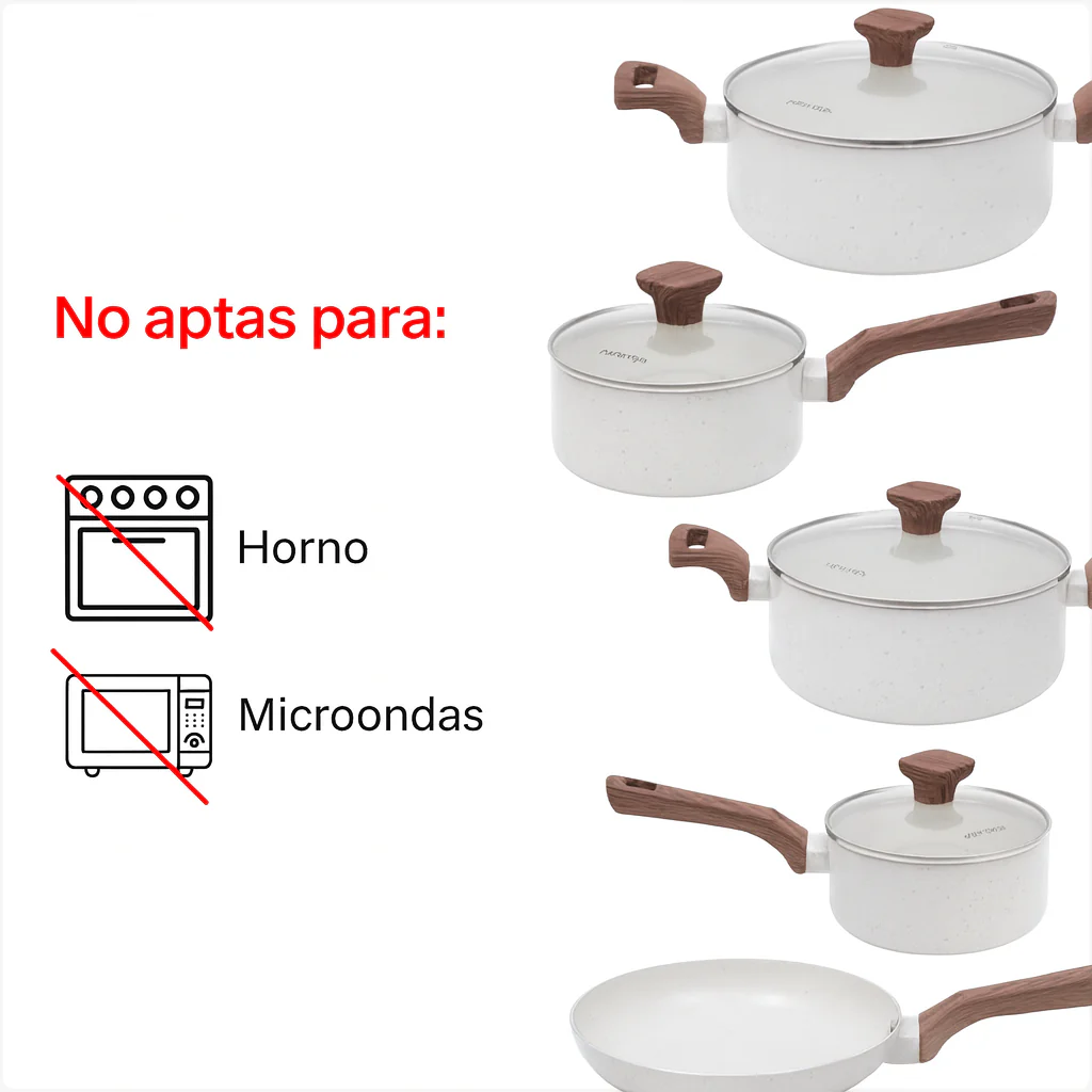 Conjunto Completo de 10 Piezas en Acero Inoxidable con Revestimiento de Cerámica y Mangos de Madera - Image 5