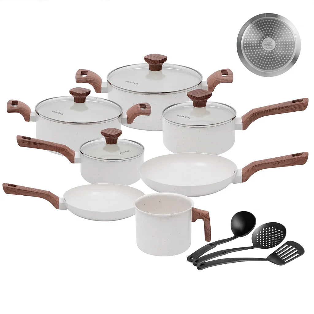 Conjunto Completo de 10 Piezas en Acero Inoxidable con Revestimiento de Cerámica y Mangos de Madera - Image 6