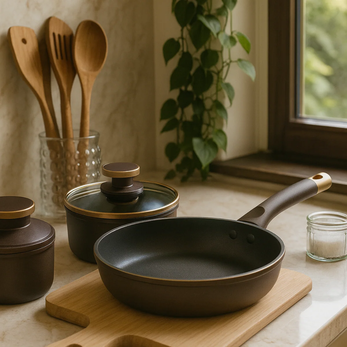 Conjunto Completo de 3 Ollas en Acero Inox Antideslizante con Mango de Madera +REGALO: Kit de Utensilios de Cocina - Image 2