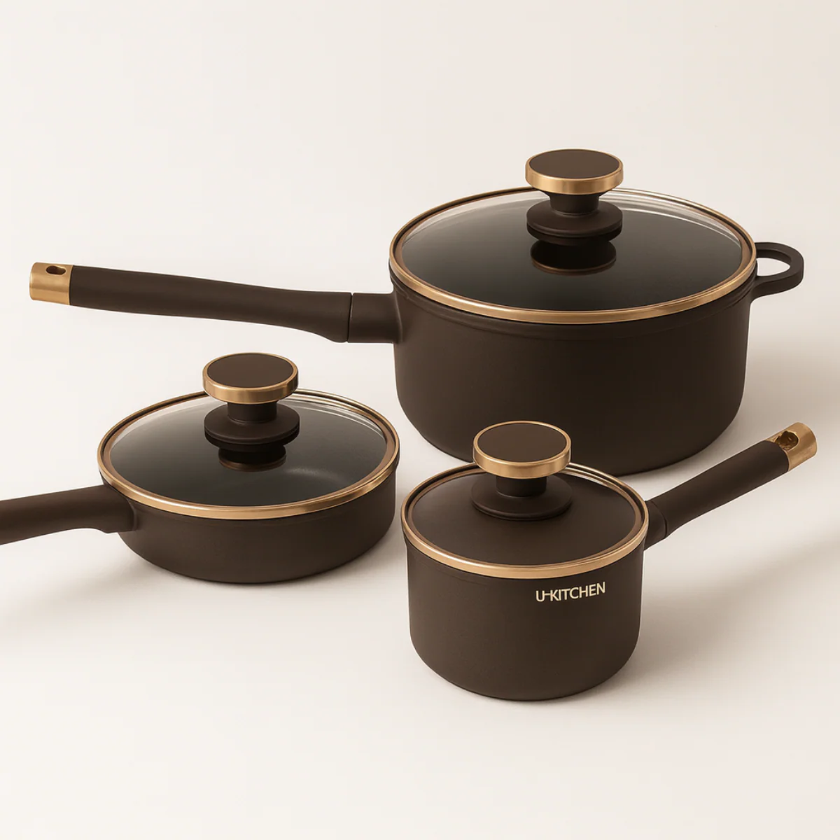 Conjunto Completo de 3 Ollas en Acero Inox Antideslizante con Mango de Madera +REGALO: Kit de Utensilios de Cocina - Image 4