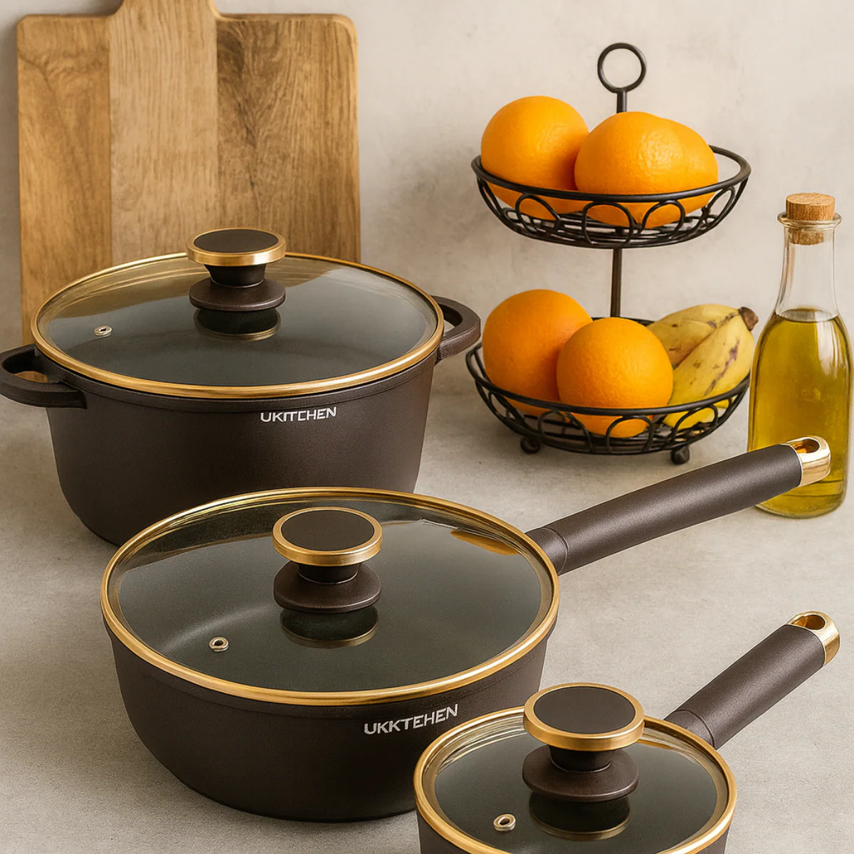 Conjunto Completo de 3 Ollas en Acero Inox Antideslizante con Mango de Madera +REGALO: Kit de Utensilios de Cocina - Image 5