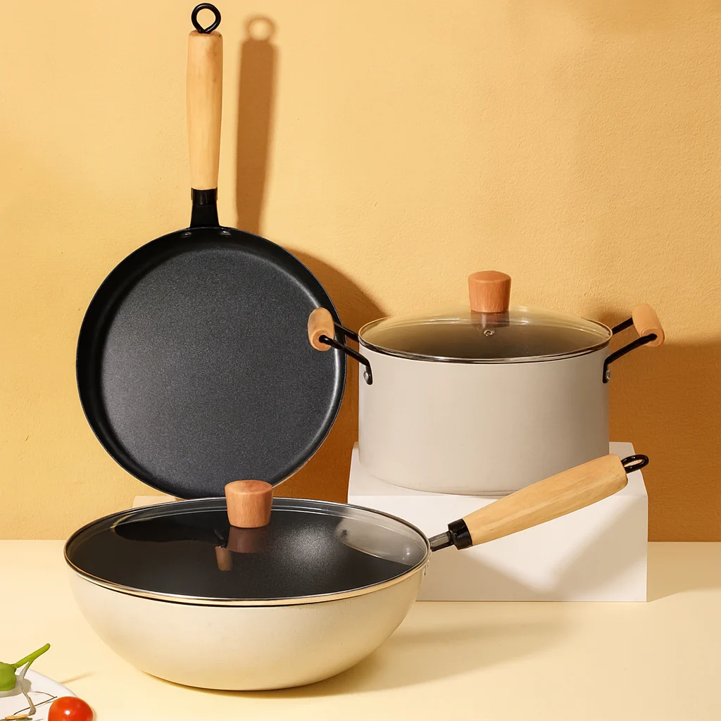 Conjunto Completo de 3 Ollas en Acero Inox Antideslizante con Mango de Madera +REGALO: Kit de Utensilios de Cocina - Image 6