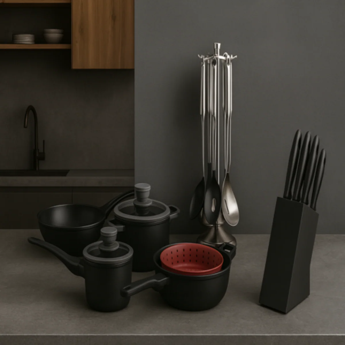 Conjunto Completo de Cocina con Triple Capa de Acero Inoxidable, Tapa de Vidrio y Tecnología Antiadherente - Image 8