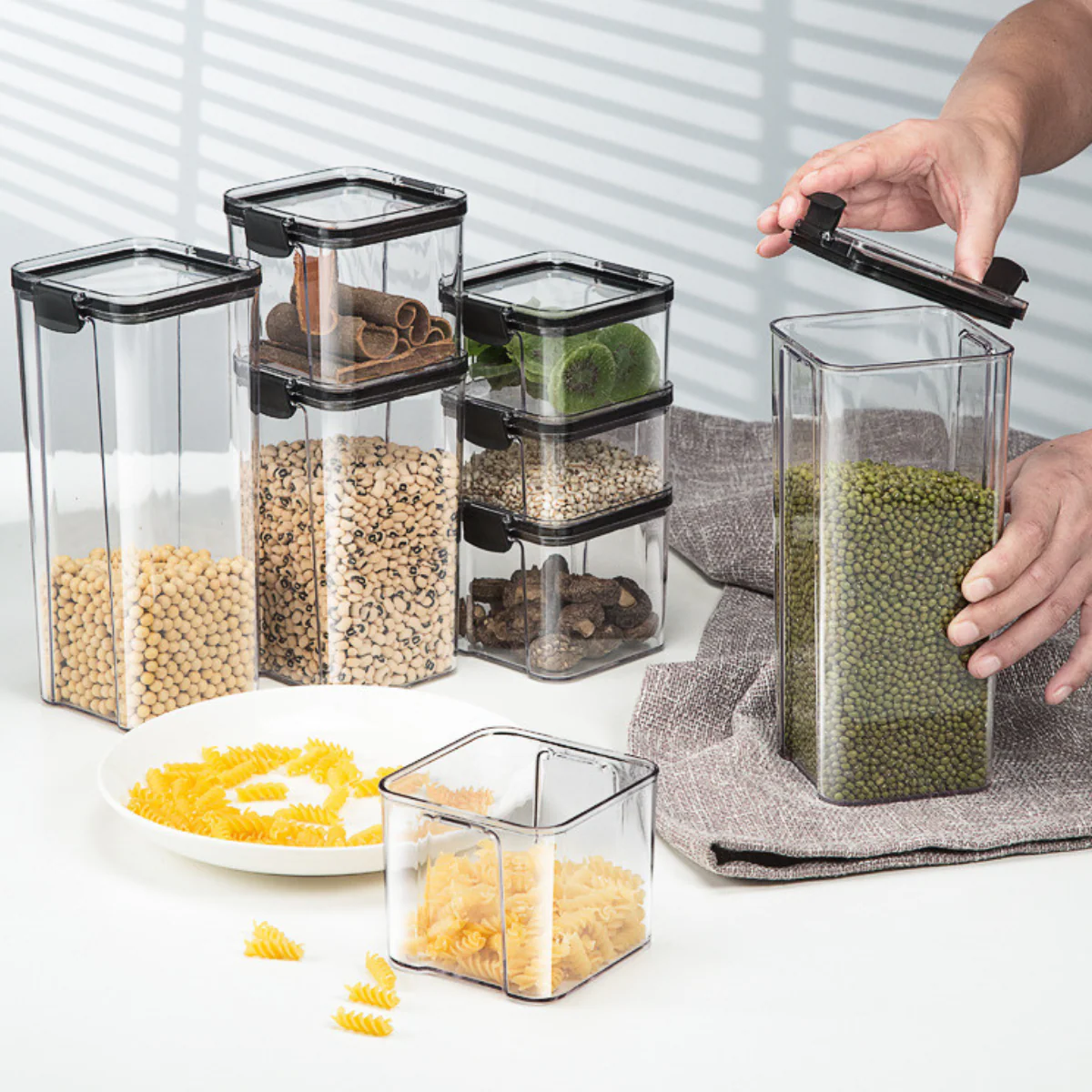 Conjunto de 10 Potes Organizadores Herméticos de Plástico con Tapa Selladora al Vacío - Image 2