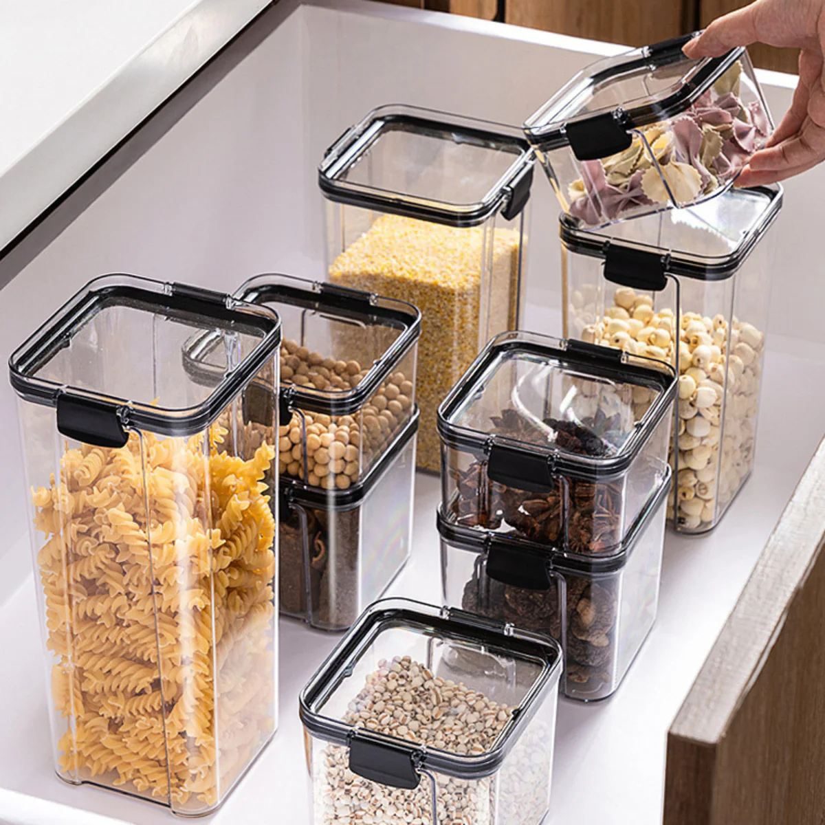 Conjunto de 10 Potes Organizadores Herméticos de Plástico con Tapa Selladora al Vacío - Image 3