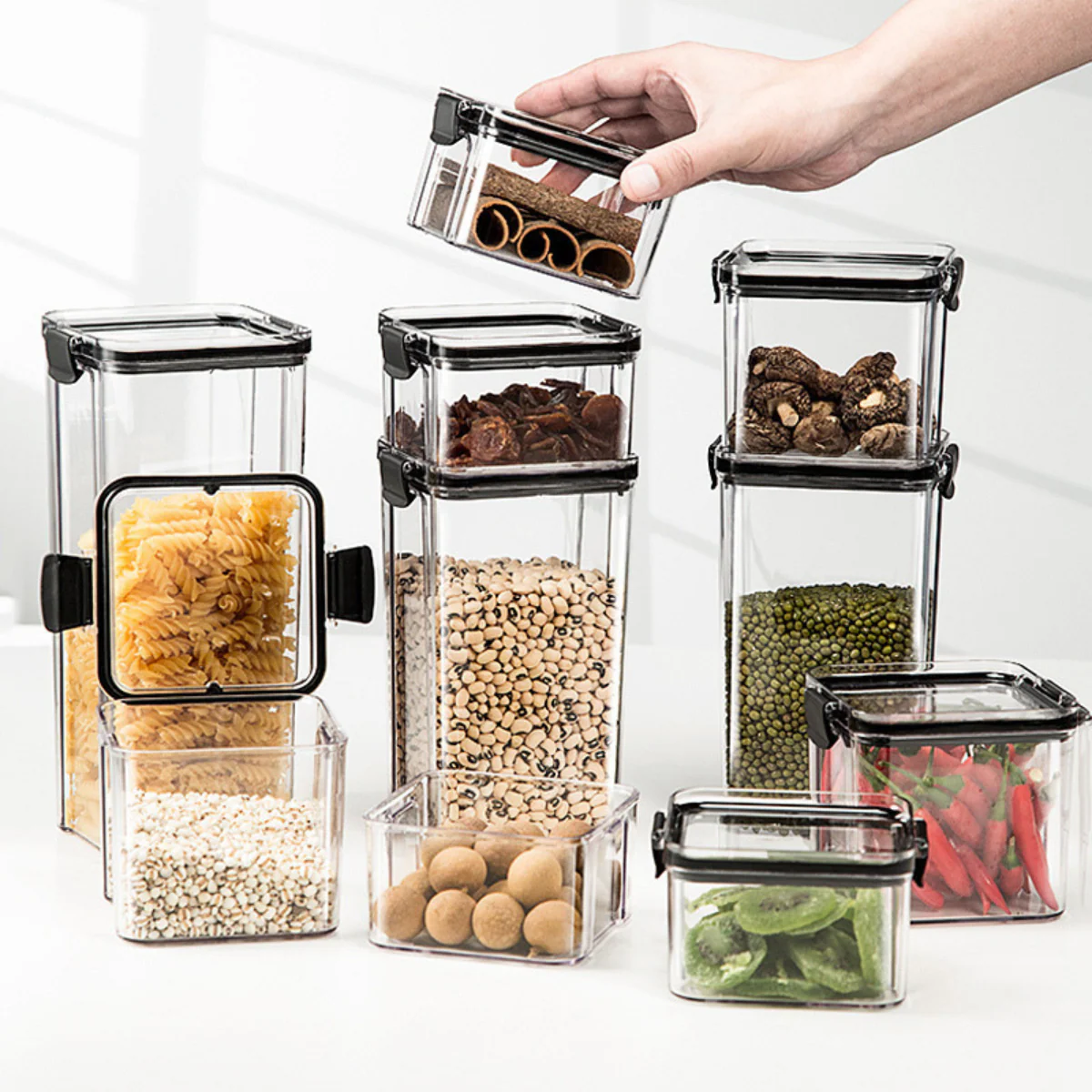 Conjunto de 10 Potes Organizadores Herméticos de Plástico con Tapa Selladora al Vacío - Image 5
