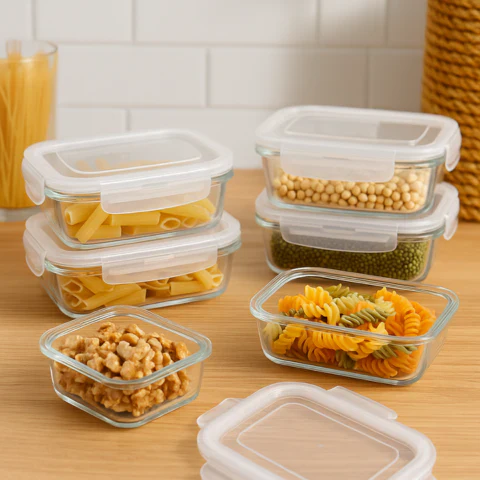 Conjunto de Recipientes Organizadores de Vidrio Templado con Tapa Antiderrame +REGALO: Porta Condimentos - Image 5