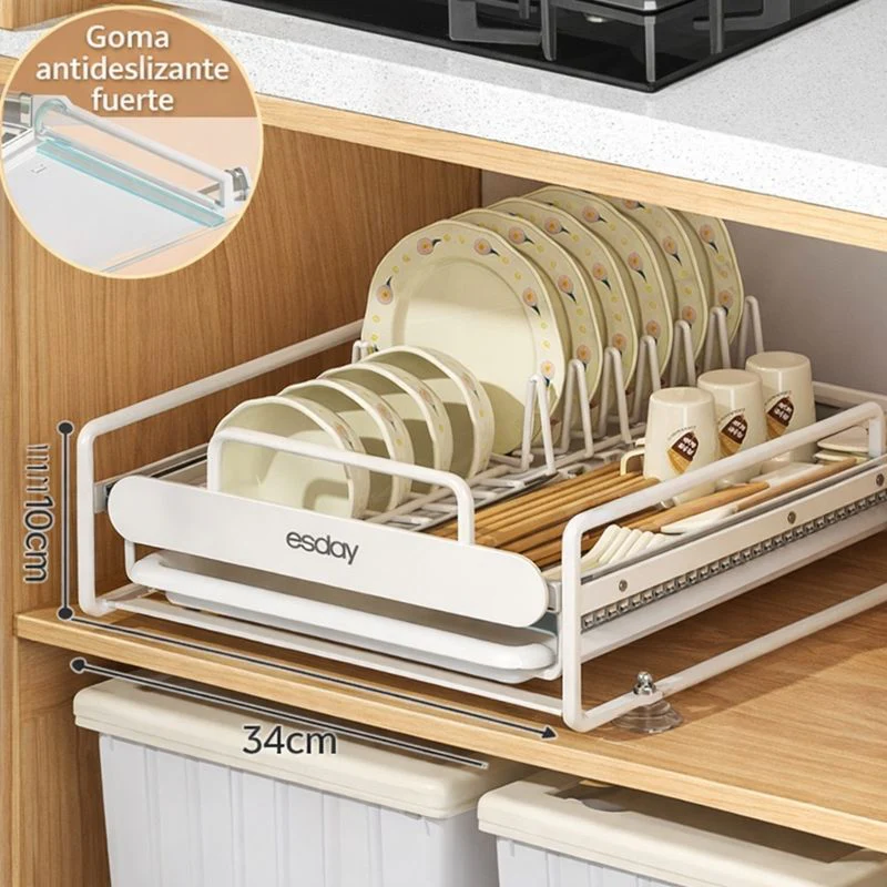 Escurridor de Acero Inoxidable de 2 Niveles con sistema inteligente de drenaje +REGALO: Kit de Utensilios de Cocina - Image 3
