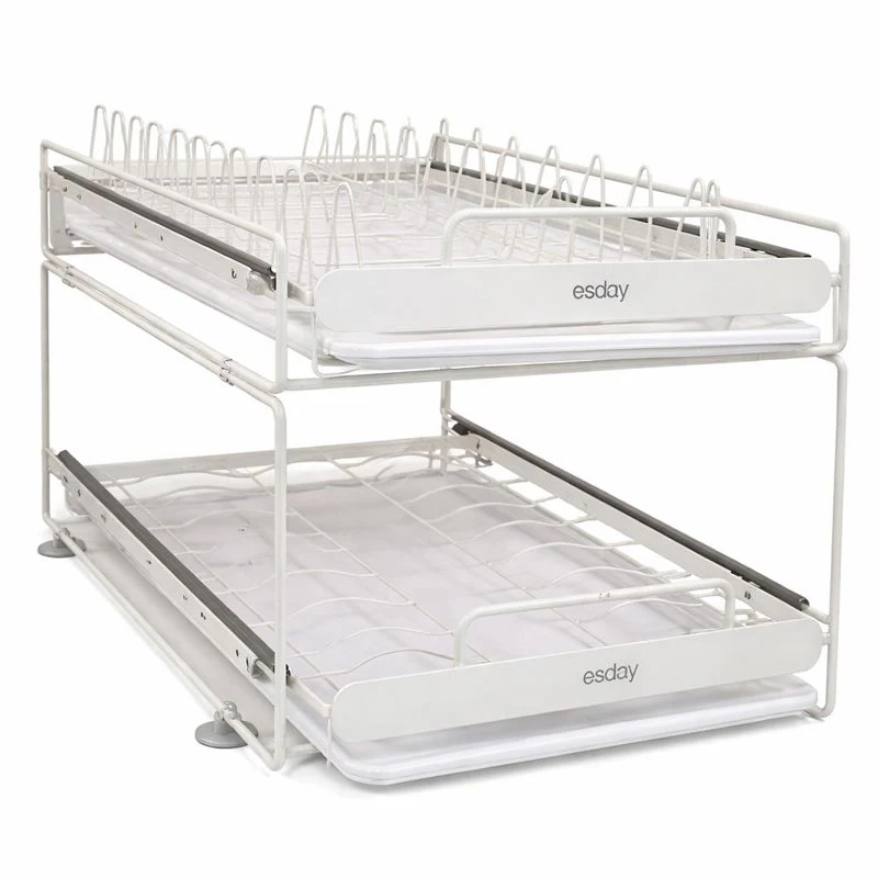 Escurridor de Acero Inoxidable de 2 Niveles con sistema inteligente de drenaje +REGALO: Kit de Utensilios de Cocina - Image 4
