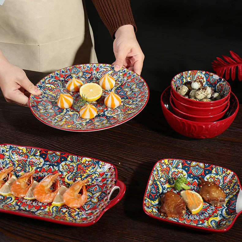 Juego de Comedor Completo de 14 Piezas en Cerámica con Estampa Elegante y Diseño Atemporal - Image 4