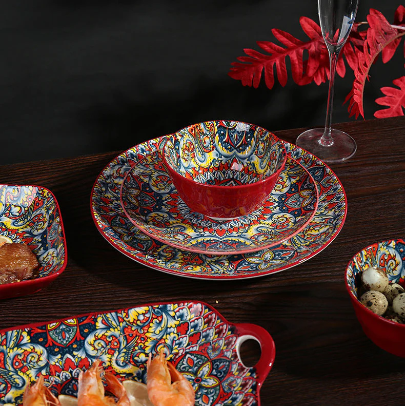 Juego de Comedor Completo de 14 Piezas en Cerámica con Estampa Elegante y Diseño Atemporal - Image 5