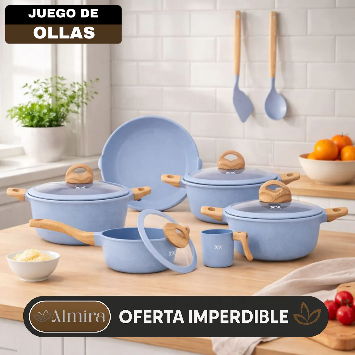 Juego de Ollas Imperial™ en Cerámica Premium con Tapas de Vidrio Templado - Image 3