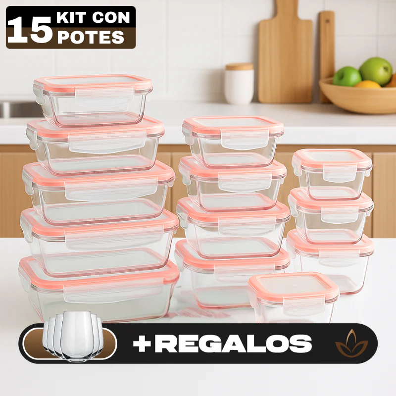 Kit con 15 Frascos Herméticos de Vidrio + 10 Vasos de Vidrio Aruba [¡ÚLTIMAS UNIDADES EN STOCK!] - Image 2
