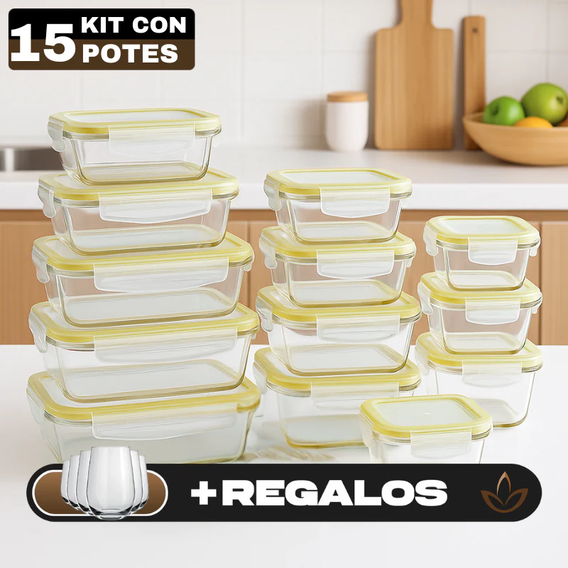 Kit con 15 Frascos Herméticos de Vidrio + 10 Vasos de Vidrio Aruba [¡ÚLTIMAS UNIDADES EN STOCK!] - Image 3
