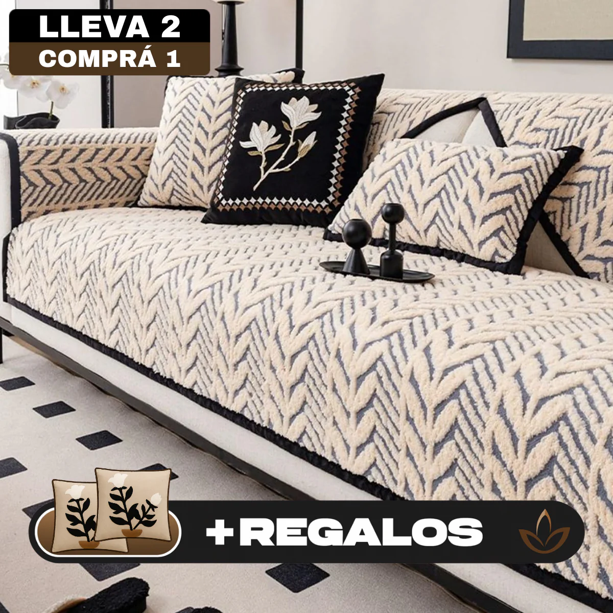 [Llevá 2 Pagá 1] Funda para Sofá Aurora (¡Ligereza y Encanto que Transforman tu Sala!) + REGALO: 2 Almohadas Decorativas - Image 3