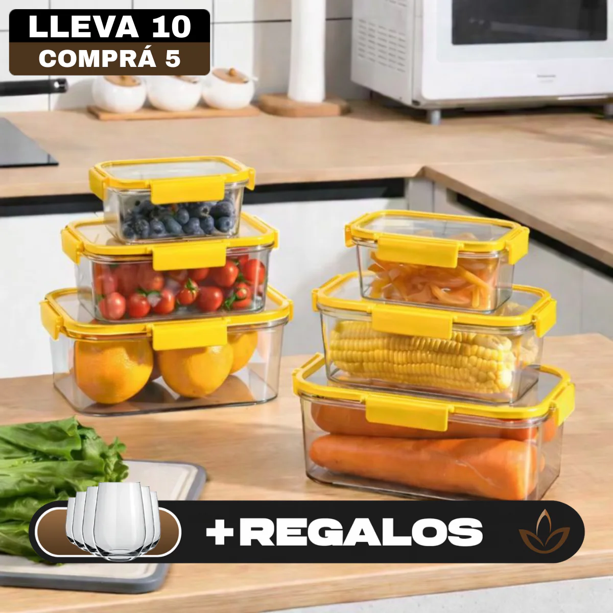 [Llevá 10, pagá 5] Frascos Herméticos de Vidrio Templado con Tapa Hermética +REGALO: 5 Vasos de Vidrio Long Drink - Image 4