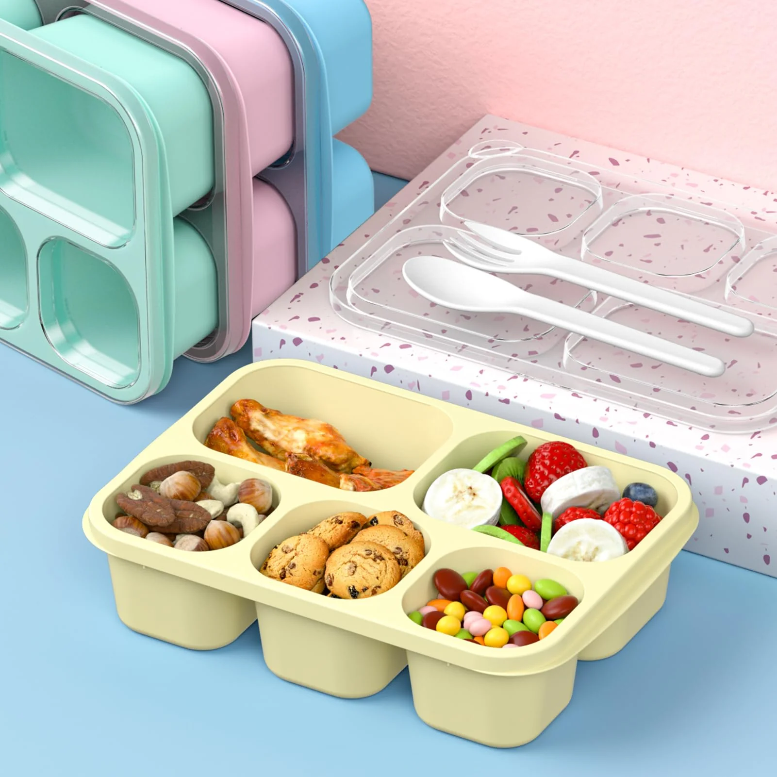 [Llevá 10 Pagá 5] Recipientes Resistentes para Snack de 4 Compartimentos con Tapa Antifugas - Image 3