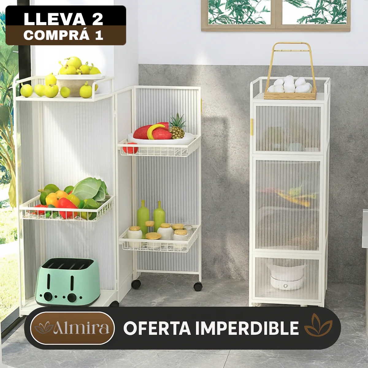 [Llevá 2 Pagá 1] Armario Organizador Articulado de 4 Niveles Hecho en Acero Inoxidable con Rueditas - Image 2