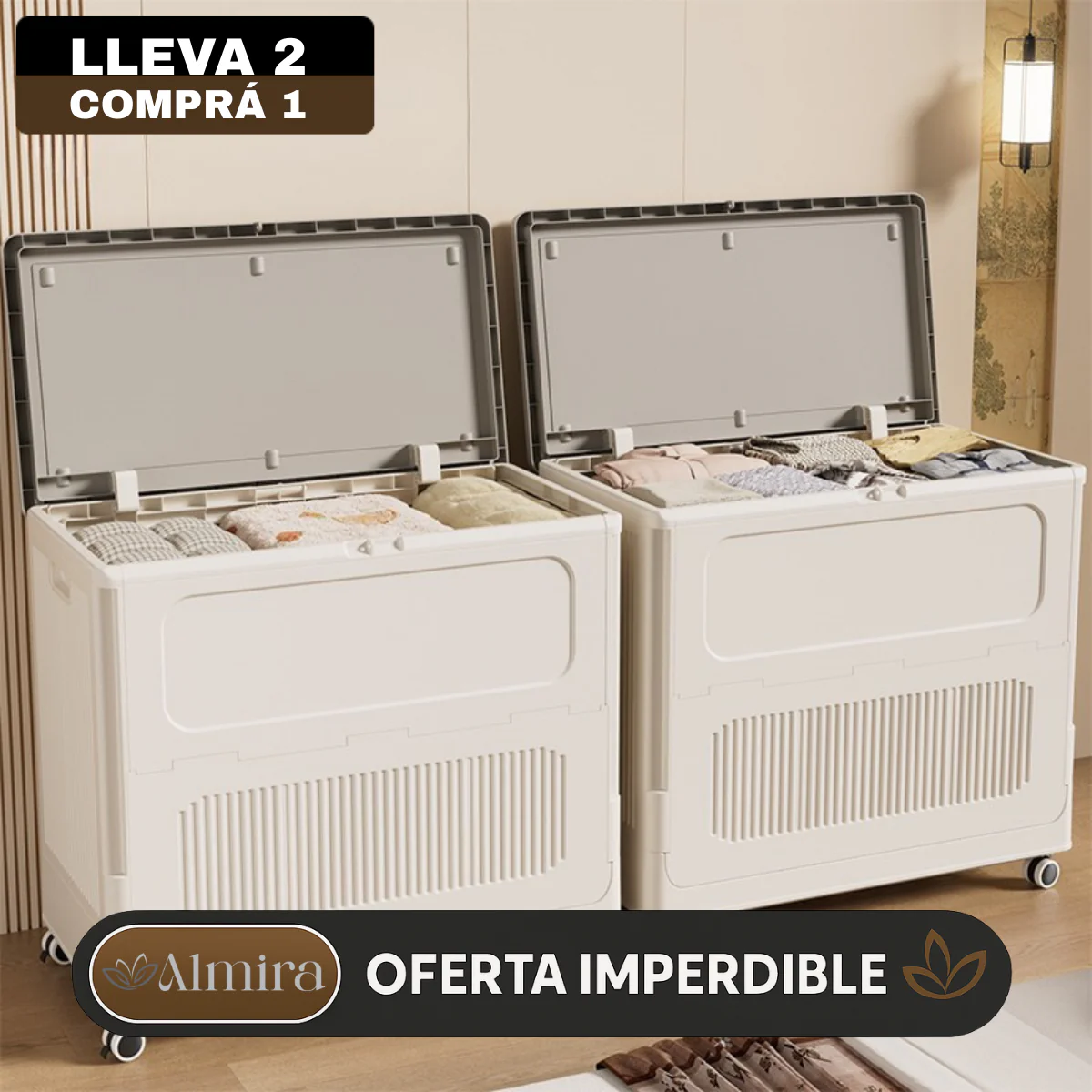 [Llevá 2 Pagá 1] Armario organizador portátil de gran capacidad de almacenamiento con rueditas - Image 3