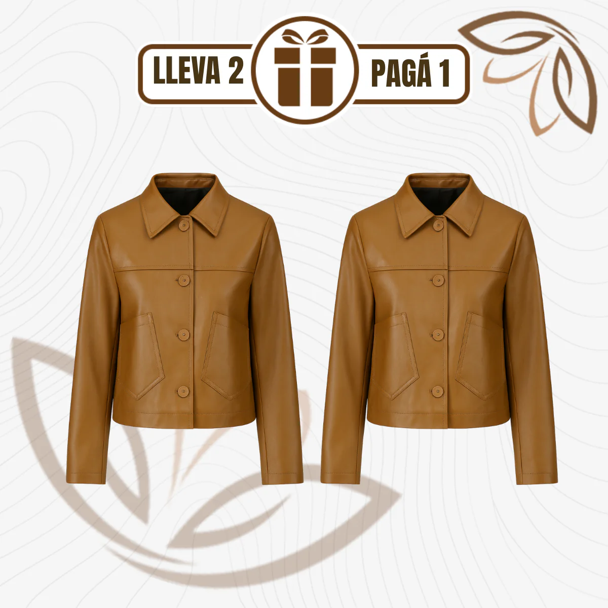 [Llevá 2 Pagá 1] Campera Femenina Luara de Cuero Legítimo con Bolsillos Laterales (¡Textura suave y diseño retro!) - Image 2