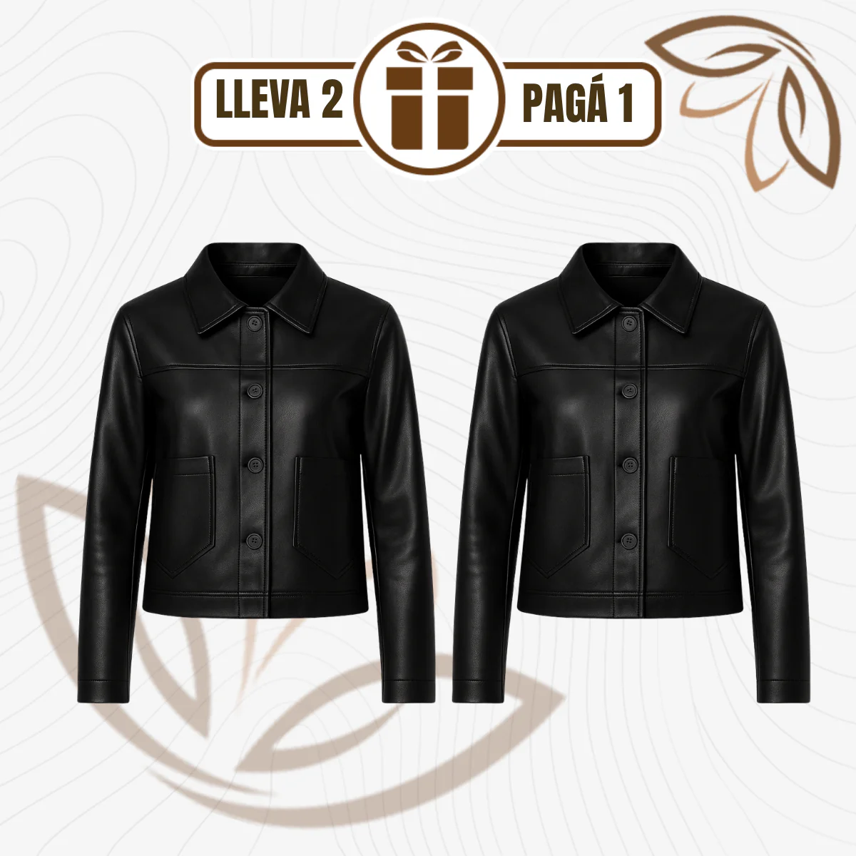 [Llevá 2 Pagá 1] Campera Femenina Luara de Cuero Legítimo con Bolsillos Laterales (¡Textura suave y diseño retro!) - Image 3