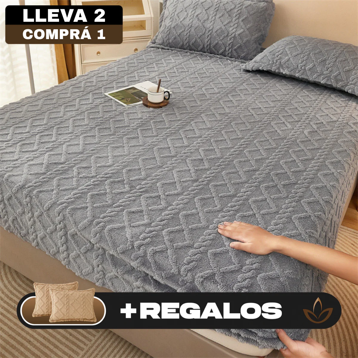 [Llevá 2 Pagá 1] Edredón en Lana Suave con Diseño en Relieve + REGALOS: 2 Fundas para Almohadas - Image 4