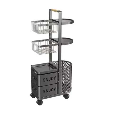 [Llevá 2 Pagá 1] Frutera Organizadora Inox Multiuso con Rueditas 5 Niveles y Canastos Deslizantes - Image 5