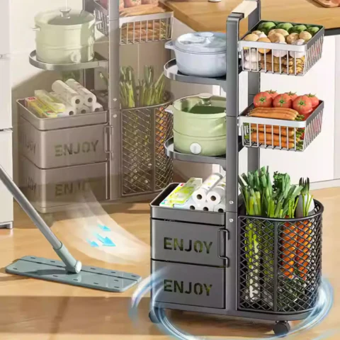 [Llevá 2 Pagá 1] Frutera Organizadora Inox Multiuso con Rueditas 5 Niveles y Canastos Deslizantes - Image 6