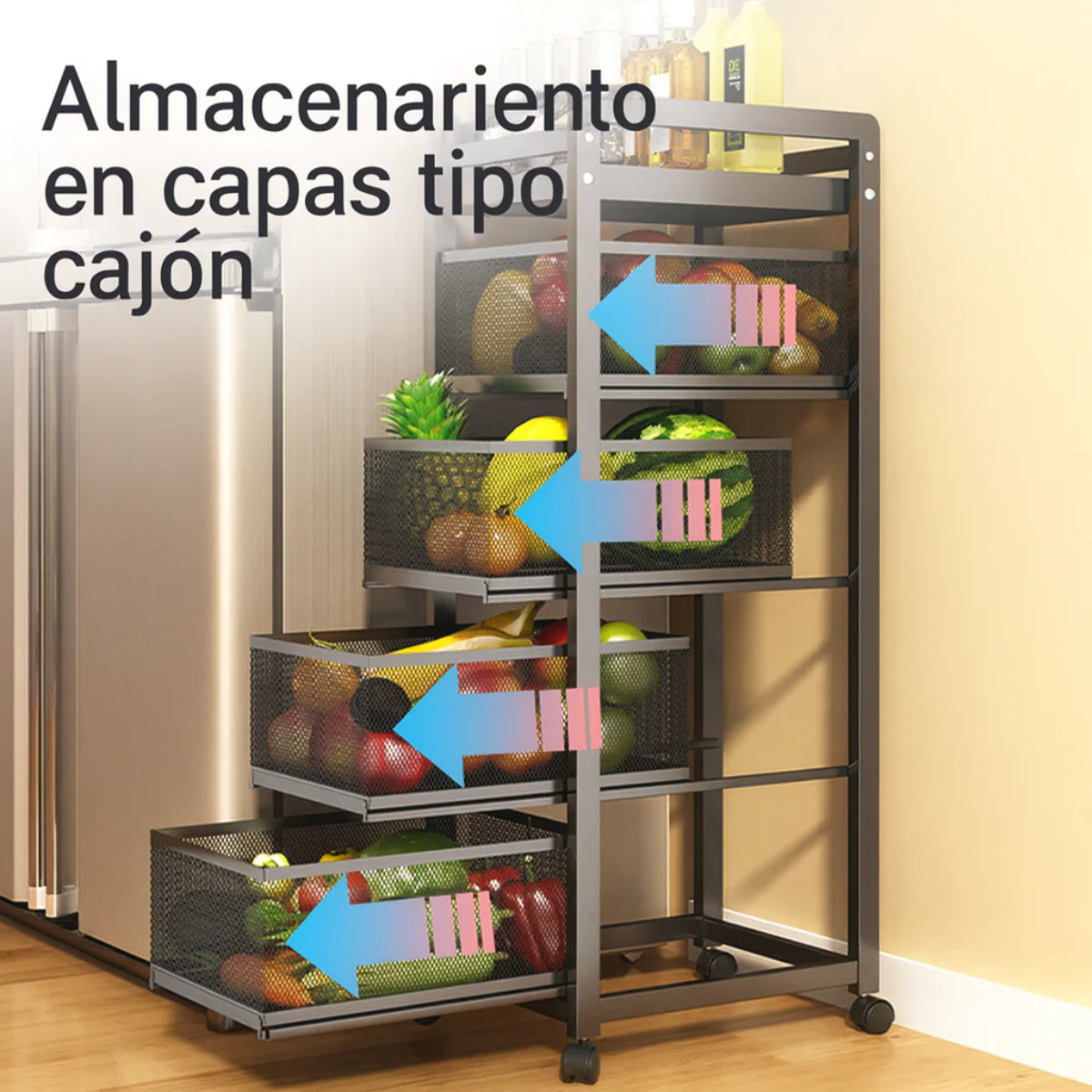 [Llevá 2 Pagá 1] Frutera y Organizador SmartRack con Rueditas (Almacenamiento Inteligente y Diseño Sofisticado!) - Image 4