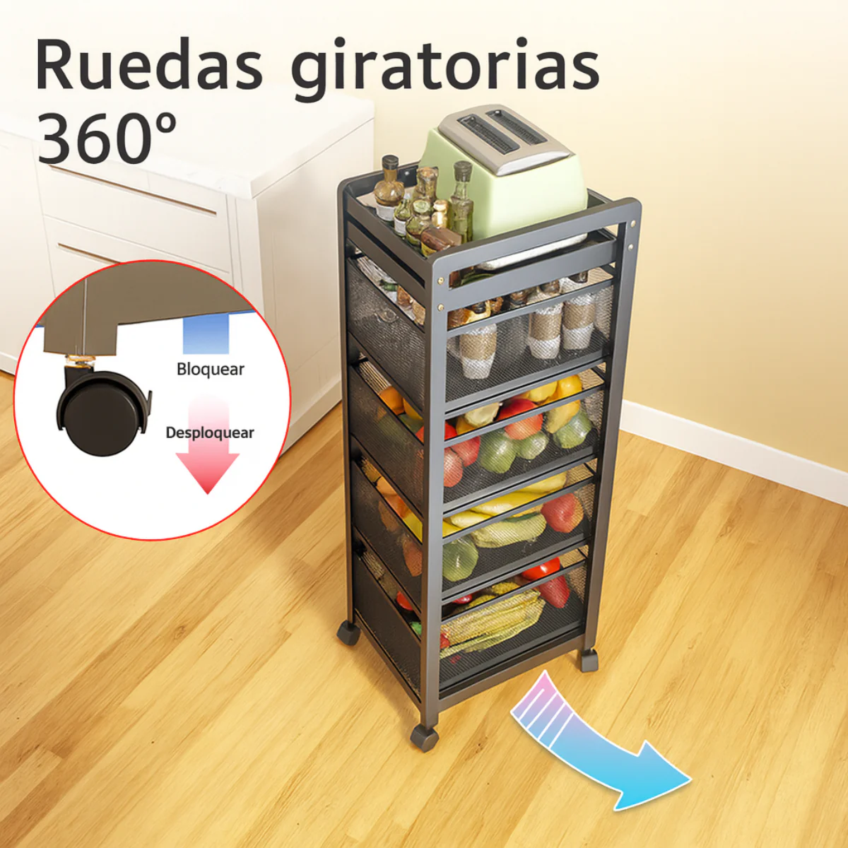 [Llevá 2 Pagá 1] Frutera y Organizador SmartRack con Rueditas (Almacenamiento Inteligente y Diseño Sofisticado!) - Image 6
