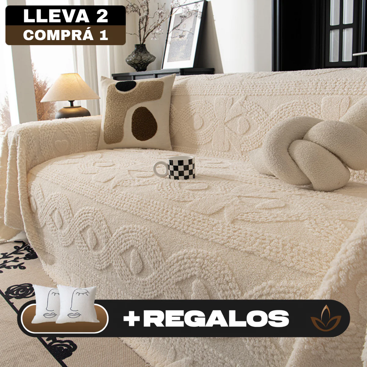 [Llevá 2 Pagá 1] Funda para Sofá Alina Completa en Algodón +2 Regalos: Fundas para Almohadones - Image 2