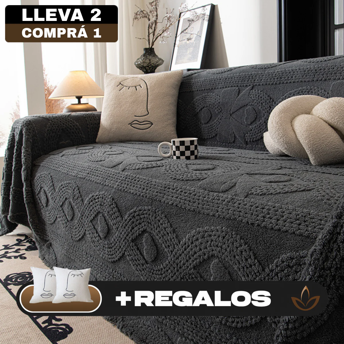 [Llevá 2 Pagá 1] Funda para Sofá Alina Completa en Algodón +2 Regalos: Fundas para Almohadones - Image 3