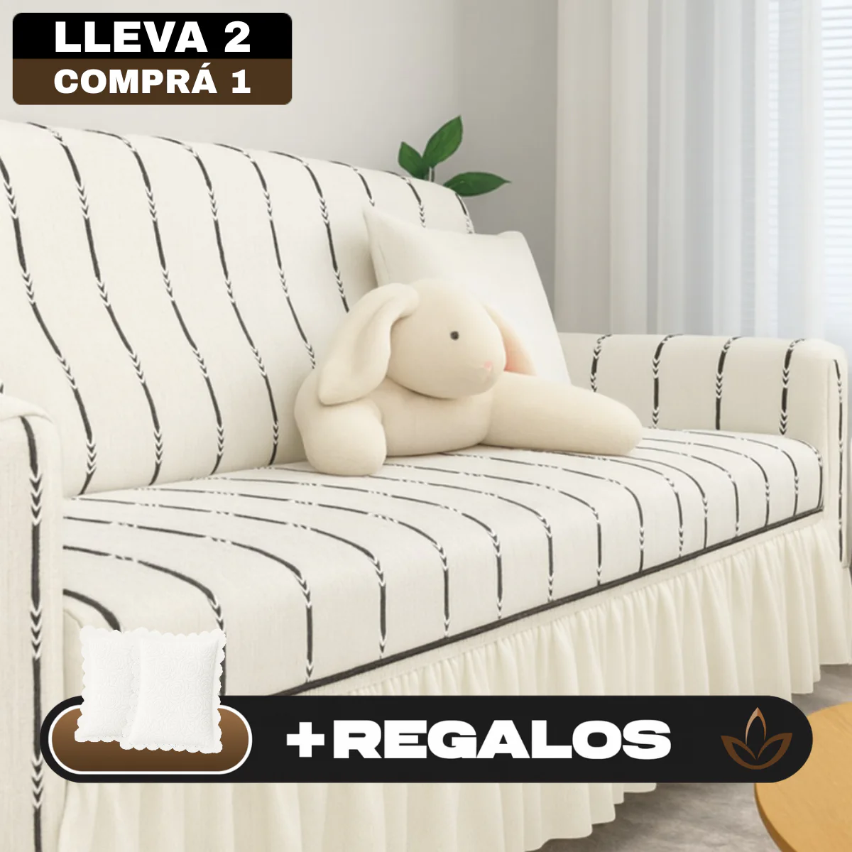 [Llevá 2 Pagá 1] Funda para Sofá Olivia Completa en Algodón +2 Regalos: Fundas para Almohadones - Image 2