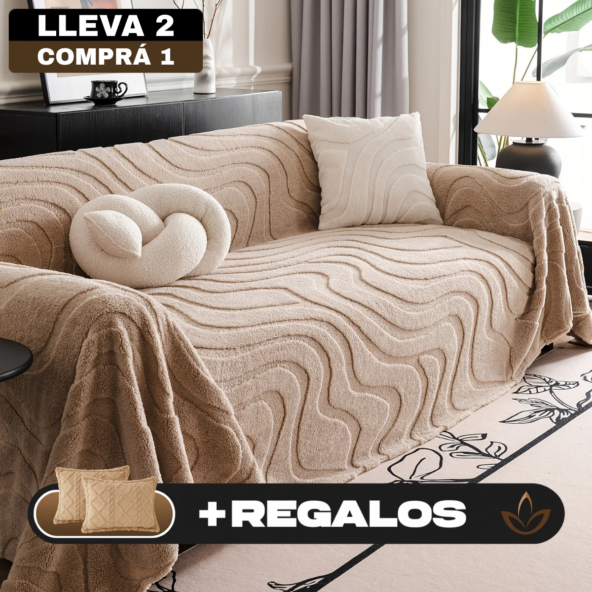 [Llevá 2 Pagá 1] Funda para Sofá Samira Completa en Algodón +2 Regalos: Fundas para Almohadones - Image 2