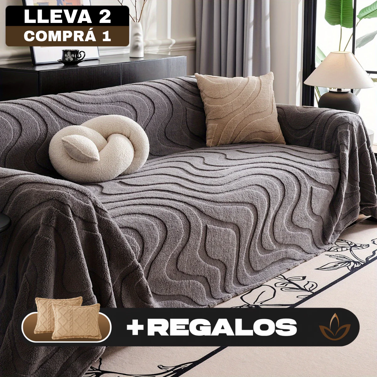 [Llevá 2 Pagá 1] Funda para Sofá Samira Completa en Algodón +2 Regalos: Fundas para Almohadones - Image 3