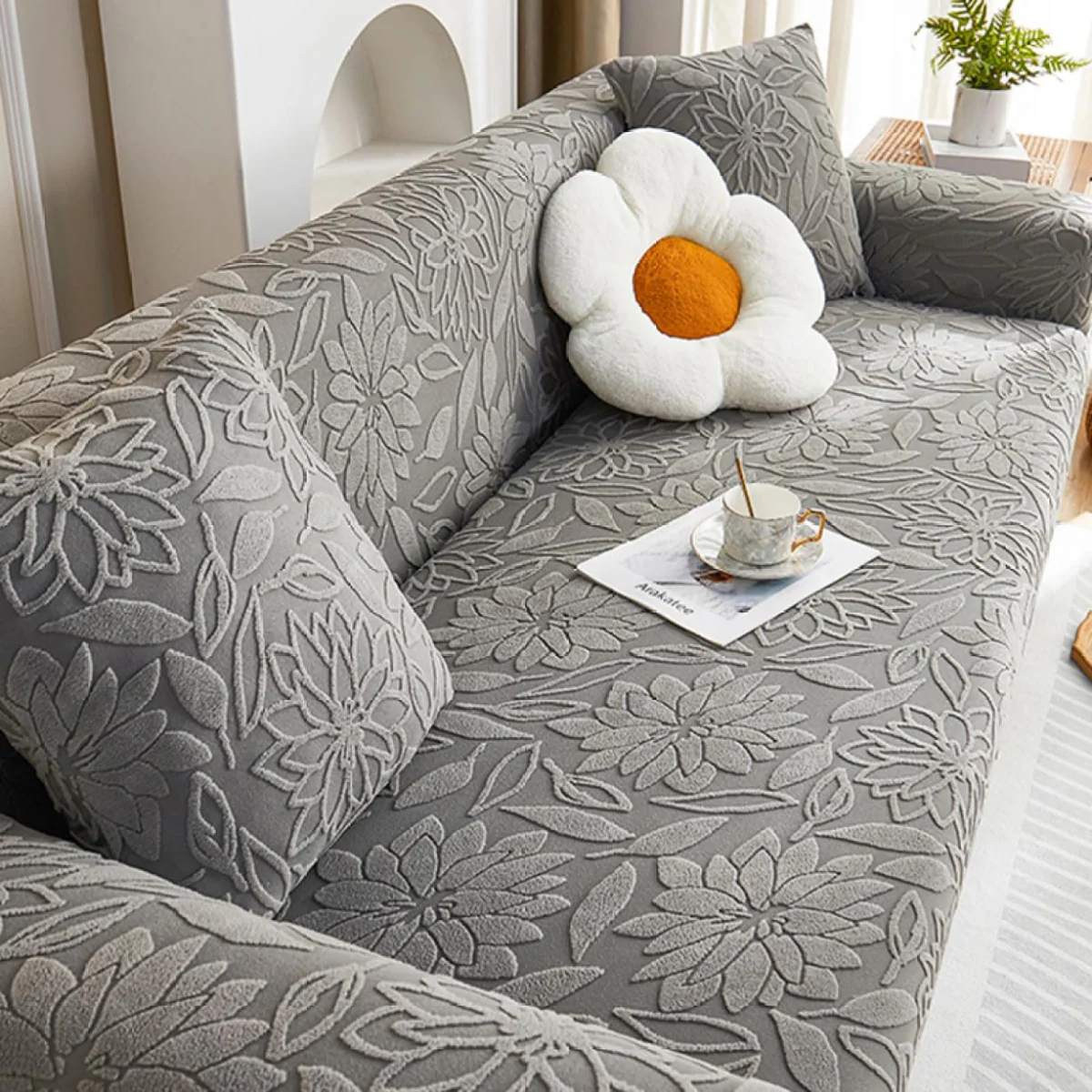 [Llevá 2 Pagá 1] Funda para Sofá Floral en Poliéster y Elastano (¡Renová tu hogar con encanto y confort!) + 2 Fundas para Almohadones - Image 6