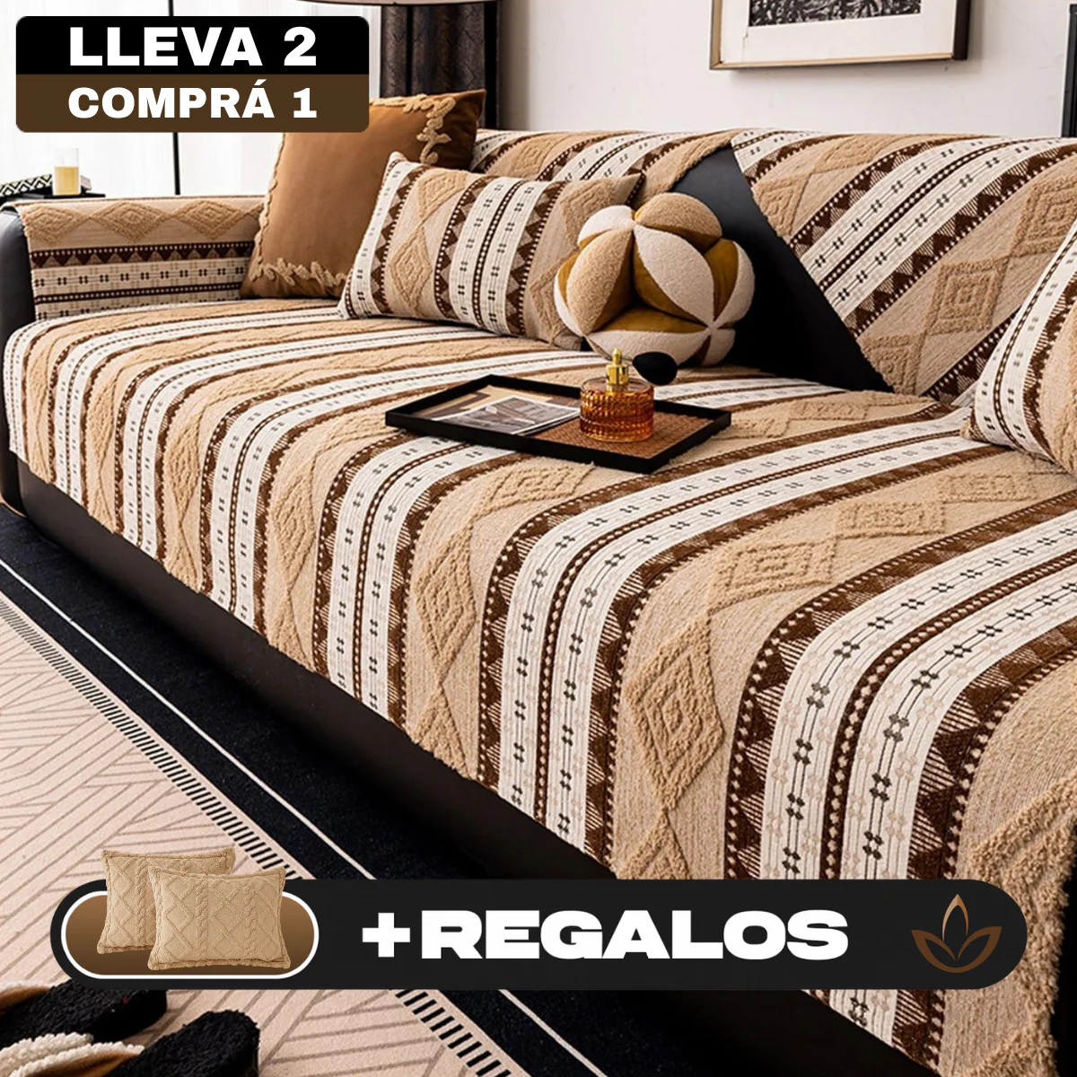 [Llevá 2 Pagá 1] Funda para Sofá Roman 100% Algodón con Diseño Elegante y Atemporal +REGALO: 2 Almohadas - Image 2
