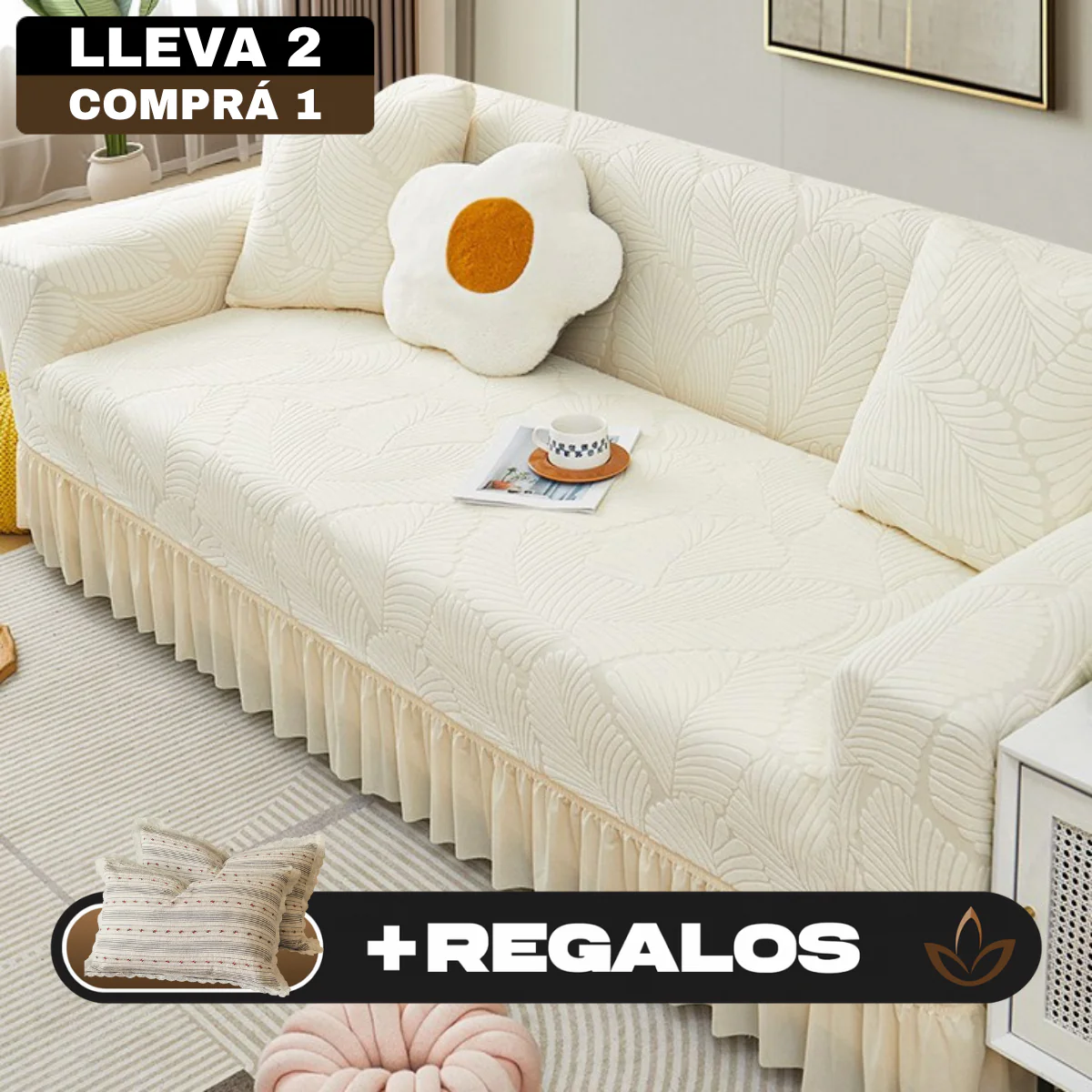 [Llevá 2 Pagá 1] Funda para Sofá Santino en Algodón y Poliéster (¡Diseño Majestuoso y Confortable!) +2 Almohadas de Regalo - Image 3