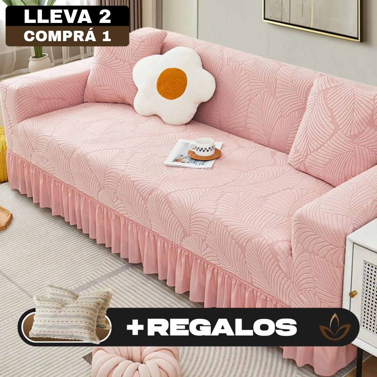[Llevá 2 Pagá 1] Funda para Sofá Santino en Algodón y Poliéster (¡Diseño Majestuoso y Confortable!) +2 Almohadas de Regalo - Image 4