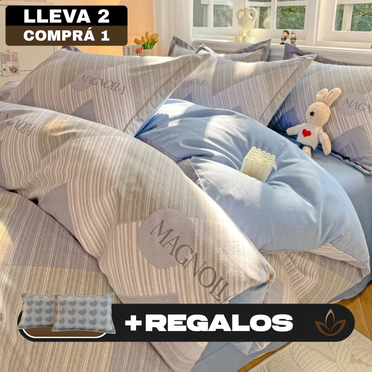 [Llevá 2 Pagá 1] Juego de Cama Completo Estampado en Algodón y Poliéster +2 Fundas para Almohada - Image 3
