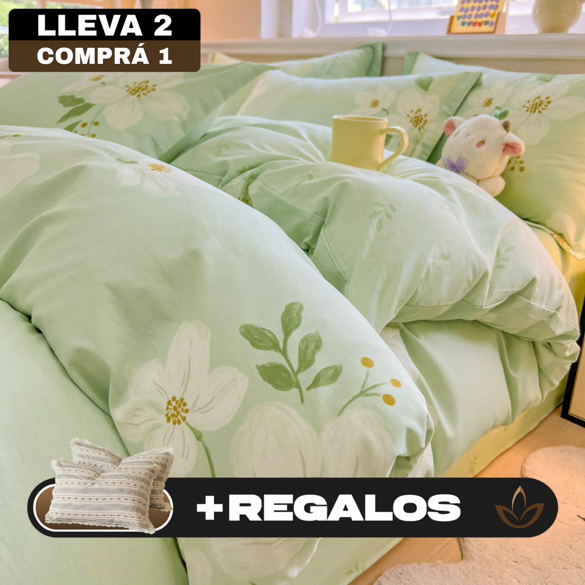 [Llevá 2 Pagá 1] Juego de Cama Completo Luna Estampado en Algodón y Poliéster (¡Noches Maravillosas de Relax!) +2 Fundas para Almohada - Image 2