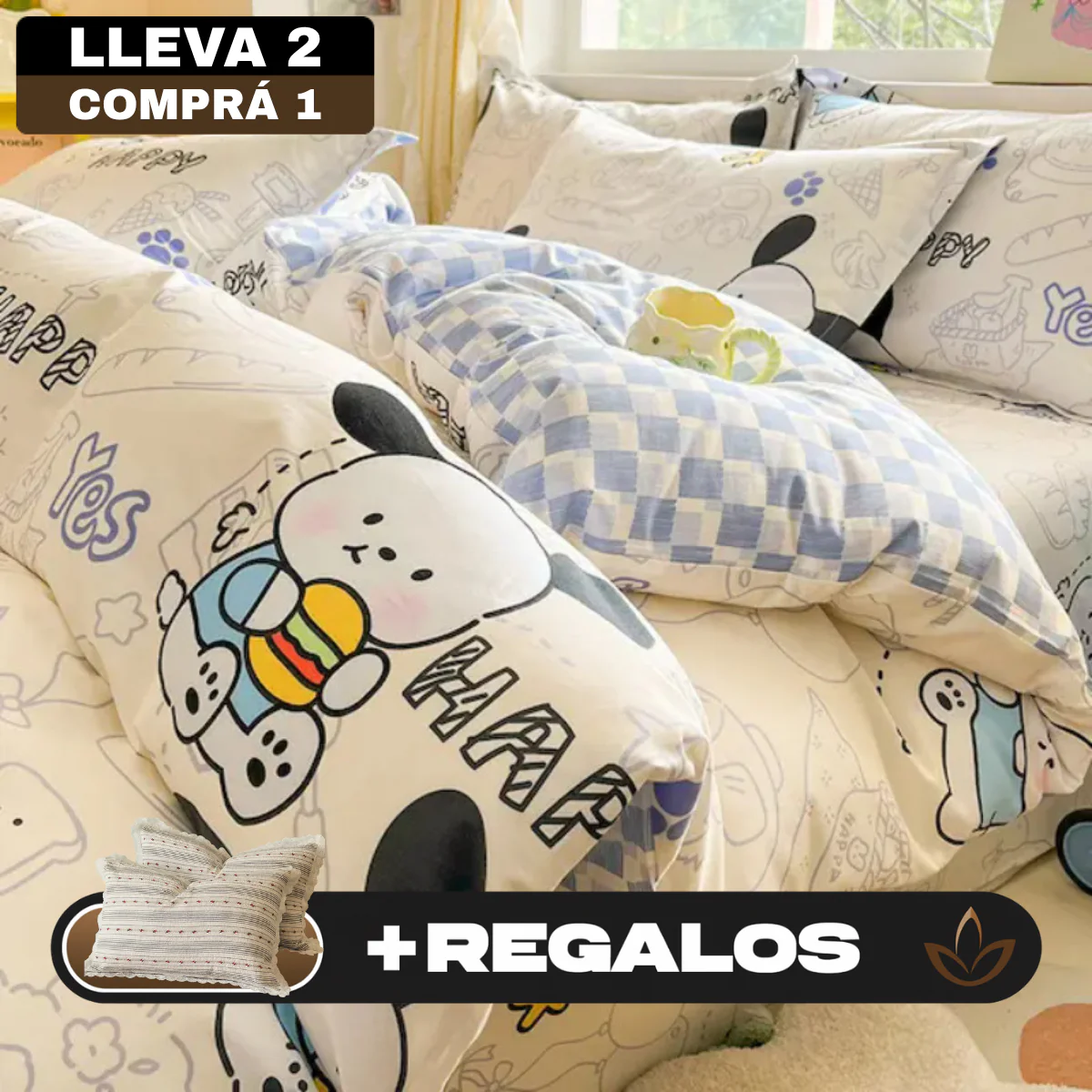 [Llevá 2 Pagá 1] Juego de Cama Completo Luna Estampado en Algodón y Poliéster (¡Noches Maravillosas de Relax!) +2 Fundas para Almohada - Image 3
