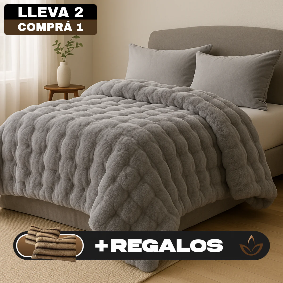 [Llevá 2 Pagá 1] Juego de Cama Eluna Aterciopelado con Tela Antialérgica (¡Tu habitación más moderna y acogedora!) +REGALOS: 2 Fundas para Almohadas - Image 2