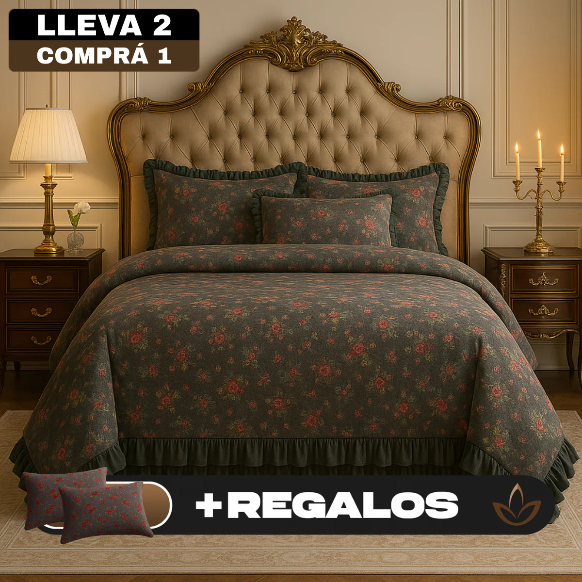 [Llevá 2 Pagá 1] Juego de Cama Rosane Estampado Floral con Tela Antialérgica +REGALOS: 2 Fundas para Almohadas - Image 2