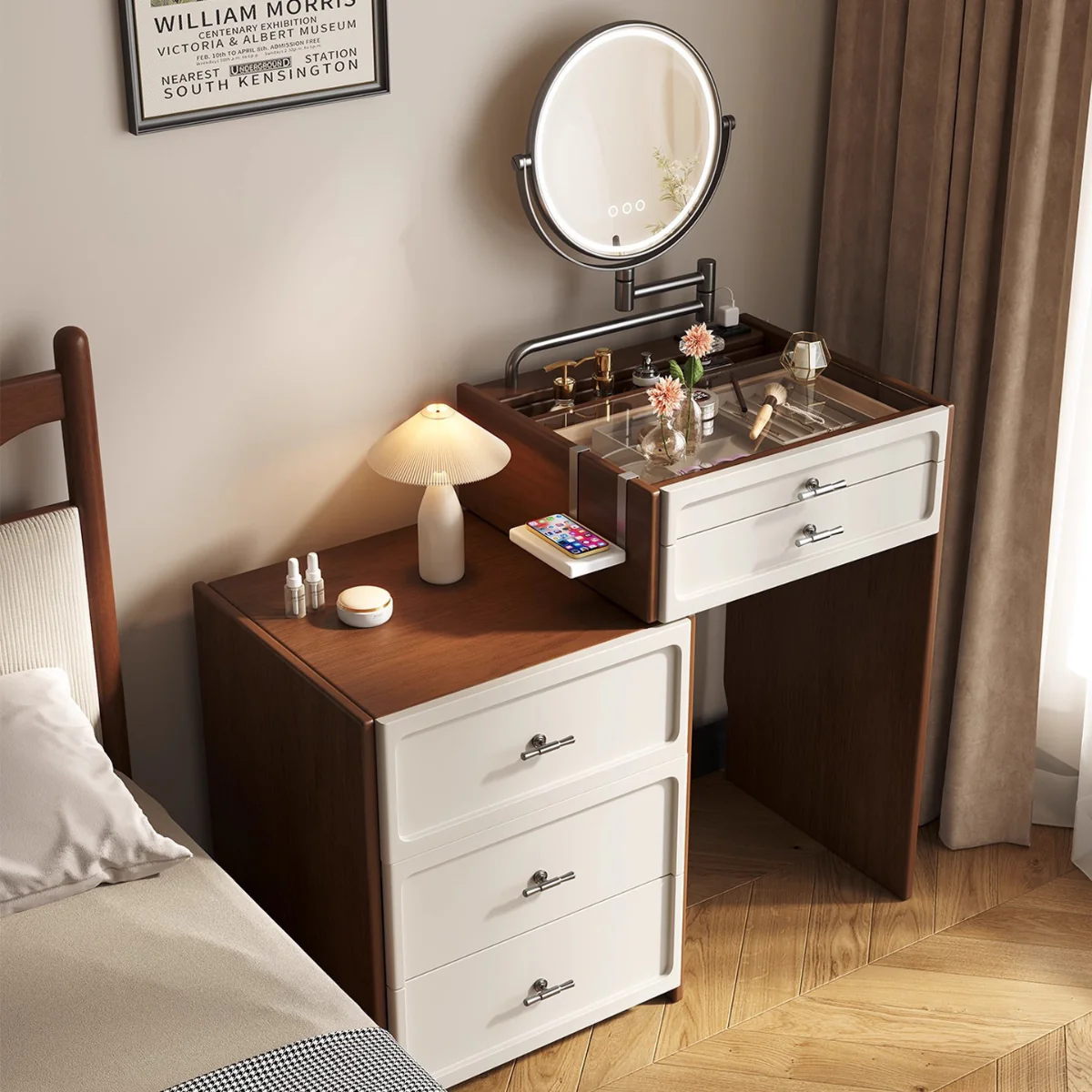 [Llevá 2 Pagá 1] Mesita Organizadora de Dormitorio de Madera con 4 Cajones y Compartimentos Inteligentes - Image 5