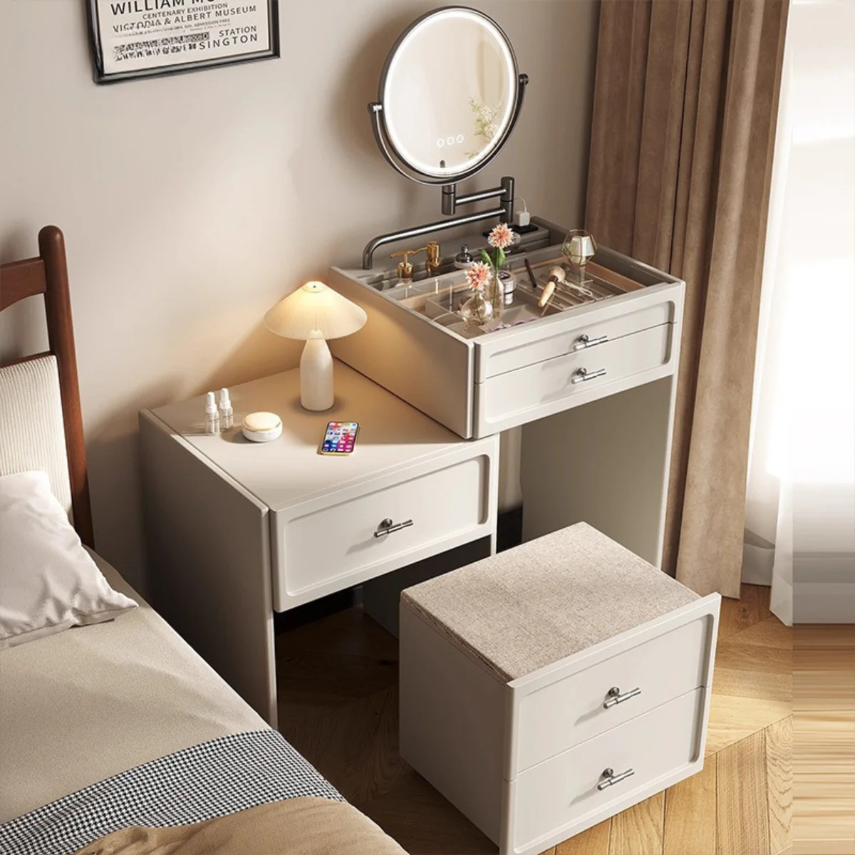 [Llevá 2 Pagá 1] Mesita Organizadora de Dormitorio de Madera con 4 Cajones y Compartimentos Inteligentes - Image 8