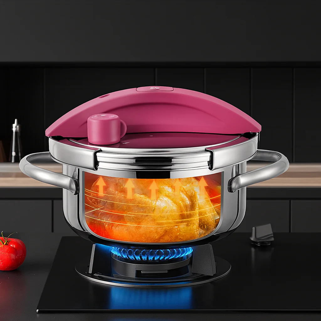 [Llevá 2 Pagá 1] Olla a Presión 2 en 1 con Triple Capa de Acero Inoxidable Antiadherente y Tapa de Vidrio +REGALO: Juego de Utensilios de Cocina - Image 2