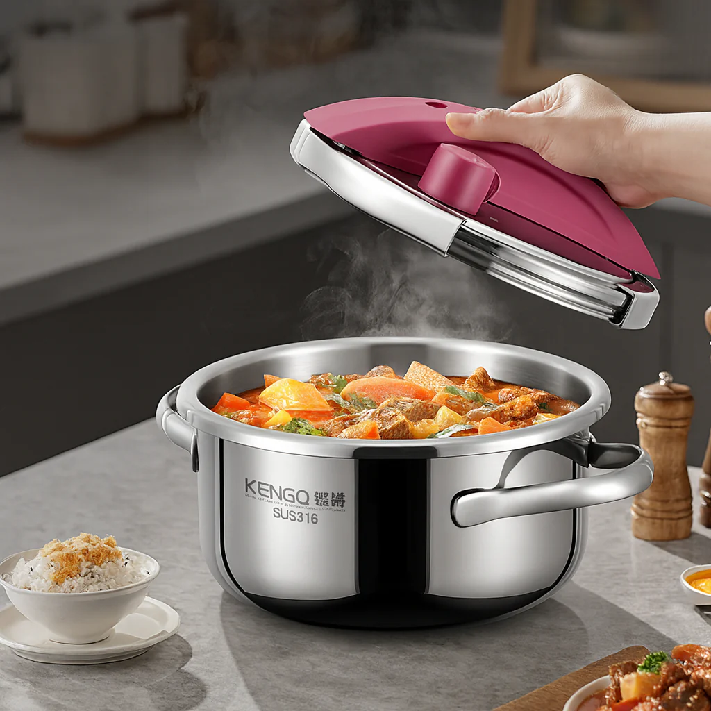 [Llevá 2 Pagá 1] Olla a Presión 2 en 1 con Triple Capa de Acero Inoxidable Antiadherente y Tapa de Vidrio +REGALO: Juego de Utensilios de Cocina - Image 3